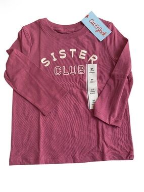Cat & Jack “Sister Club” pink long sleeve tee NWT size 2T